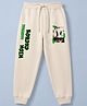 Pine Kids Cotton Mix Knit Full Length Track Pant with Basketball Text in Ivory