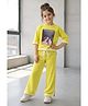 Fashion Dream Cotton Blend  Woven Three Fourth Sleeves Girl Printed Tee & Pant Set - Yellow