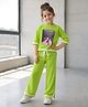 Fashion Dream Cotton Blend  Woven Three Fourth Sleeves Girl Printed Tee & Pant Set - Green