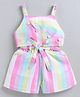 LITTLE 4EVER Textile Knit Sleeveless Colour Blocked Printed Jumpsuit - Pink