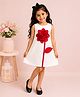 NAVKIYA G Neoprene Woven Sleeveless Floral Applique Detailed & Printed Dress - White