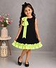NAVKIYA G Neoprene Woven Sleeveless Bow Applique Detailed Dress - Black