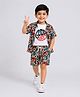 Ministitch Cotton Blend Woven Half Sleeves Alphabetical Printed Jacket With Good Vibes Print Tshirt - Multicolour