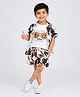 Ministitch Cotton Woven Half Sleeves Tropical Theme Printed Coordinating Shirt & Shorts Set With Tee - Mustard