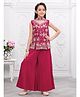 Ministitch Georgette Woven Sleeveless Beads & Sequins Embellished Floral Designed Kurti Palazzo Set With Dupatta - Pink