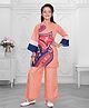 Ministitch Cotton Modal Woven Three Fourth Sleeves Ethnic Motifs Printed Kurti Palazzo Set - Peach