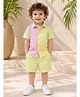 AJ Dezines Cotton Woven Half Sleeves Colour Blocked Striped Coordinating Shirt & Shorts Set - Multi Colour