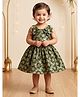 AJ Dezines Brocade Woven Sleeveless Floral Embroidered & Applique Detailed Dress - Green
