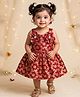 AJ Dezines Brocade Woven Sleeveless Floral Embroidered & Applique Detailed Dress - Red