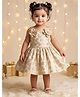 AJ Dezines Brocade Woven Sleeveless Floral Embroidered & Applique Detailed Dress - White