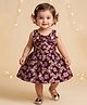 AJ Dezines Brocade Woven Sleeveless Floral Embroidered & Applique Detailed Dress - Purple