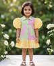 AJ Dezines Cotton Woven Half Puffed Sleeves Colour Blocked Striped Shirt Style Dress - Multi Colour