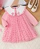 Mark & Mia Cotton Mix Full Sleeves Frock With Heart Print - Pink