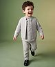 Babyhug Woven Full Sleeves  Shirt with Solid Jacket and Trousers  - Grey