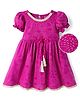 EARTHY TOUCH 100% Cotton Knit Ethnic Dress with Half Sleeves & Foil Print - Pink