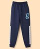 Taeko Single Jersey Knit Full Length Lounge Pants With Text Print - Navy Blue