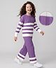 Pine Kids Knit Full Sleeves Striped Sweater Set - Purple