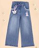 Cutecumber Denim Woven Bunny Patch Detailed Washed Jeans - Blue