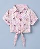 Dew Drops Woven Half Sleeves Top with Floral Print and Butterfly Applique - Mauve