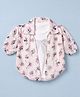 Dew Drops Woven Half Sleeves Top with Floral Print - Mauve