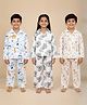 The Mom Store Cotton Knit Pack  Of 3 Full Sleeves Animals Printed Coordinating Shirt & Pajama Night Suit - Multi Colour