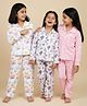 The Mom Store Cotton Knit Pack  Of 3 Full Sleeves Butterfly & Bunny Printed Coordinating Shirt & Pajama Night Suit - Multi Colour