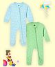The Mom Store Cotton Knit Pack Of 2 Full Sleeves Car & Hot Air Balloon Printed Footed Rompers - Multi Colour