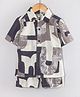 Hugsntugs Cotton Woven Half Sleeves Abstract Printed Coordinating Shirt & Shorts Set - White & Black