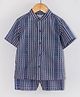 Hugsntugs Cotton Woven Half Sleeves Coordinating Graph Checked Shirt & Shorts Set - Navy Blue