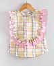 Hugsntugs Cotton Woven Sleeveless Checked & Frill Detailed Top - Pink