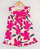 Hugsntugs Cotton Woven Sleeveless Floral Printed Frill Detailed Dress - Pink