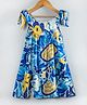 Hugsntugs Cotton Woven Sleeveless Floral Printed Dress - Blue