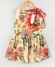Hugsntugs Cotton Woven Sleeveless Floral Printed Dress - Beige