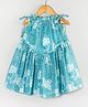 Hugsntugs Cotton Woven Sleeveless Floral Printed Dress - Blue
