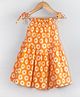 Hugsntugs Cotton Woven Sleeveless Floral Printed Dress - Orange