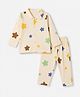 Doodle Poodle 100% Cotton Single Jersey Knit Full Sleeves Co-Ords Shirt & Pyjama Night Suit with Star Print - Cream