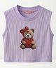 TRUFFLES Cotton Knit Sleeveless Bear Printed Crop Top - Lavender