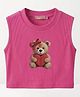 TRUFFLES Cotton Knit Sleeveless Bear Printed Crop Top - Pink
