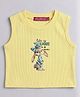 TRUFFLES Cotton Knit Sleeveless Bunny Printed Crop Top - Yellow