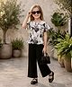 TRUFFLES Cotton Blend Woven Half Sleeves Floral Printed Top & Palazzo Set - Black & White
