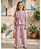 TRUFFLES Cotton Blend Woven Half Sleeves Abstract Printed Coordinating Top & Palazzo Set - Pink