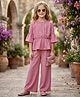 TRUFFLES Cotton Blend Woven Three Fourth Sleeves Pearl Embellished Top & Palazzo Set -  Dark Pink