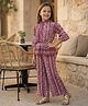 TRUFFLES Woven Three Fourth Sleeves Abstract Printed Coordinating Top & Palazzo Set - Maroon