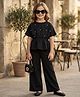 TRUFFLES Woven Half Sleeves Pearl Embellished Top & Palazzo Set - Black
