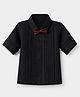 Babyhug Woven Solid Full Sleeves Party Shirt with Bow - Black
