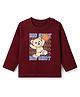 Babyoye 100% Cotton Single Jersey Knit T-Shirt with Full Sleeves and Bear Playing Basketball Print in Dark Red