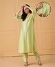 The Mom Store Cotton Woven Three Fourth Sleeves Solid Side Nursing Access Maternity Kurti & Trouser Set - Light Green