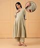 The Mom Store Cotton Woven Three Fourth Sleevees Solid Maternity Kurti  With Side Zipper Nursing Access With  Pant Set  - Light Green