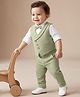 Babyhug Knit Full Sleeves Striped Four Piece Party Suit  - Light Green