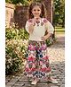 Lei-Chie Cotton Blend Woven Half Puffed Sleeves Floral Embroidered Top & Palazzo Set  - Pink